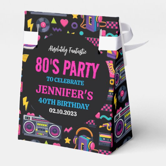 Modern Retro Neon 80’s Birthday Party for Adults フェイバーボックス (裏面サイド)