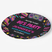 Modern Retro Neon 80’s Birthday Party for Adults ペーパープレート (アングル)