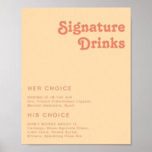 Modern Retro Orange Cream Signature Drinks Sign ポスター