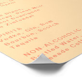 Modern Retro Orange Cream Wedding Drinks Menu Sign ポスター (角)