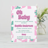 Modern Retro Pastel Oh Baby Shower Invitation 招待状 (スタンド正面)