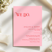 Modern Retro Pink and Red We Do Wedding 招待状