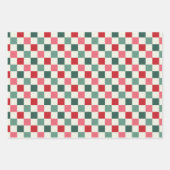Modern Retro Pink Christmas Check ラッピングペーパーシート (正面3)
