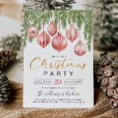 Modern Retro Pink Christmas Party Invitation 招待状
