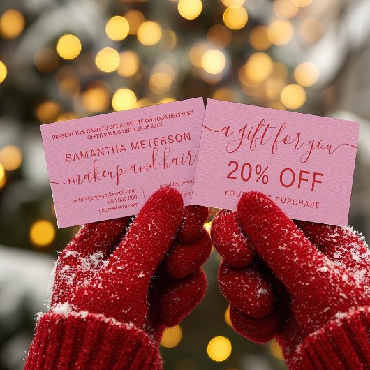 Modern Retro Pink Red Makeup Beauty Loyalty 割引カード