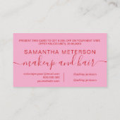 Modern Retro Pink Red Makeup Beauty Loyalty 割引カード (裏面)