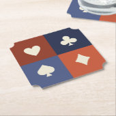 Modern Retro Playing Card Suit Poker & Bridge ペーパーコースター (アングル)