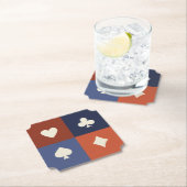 Modern Retro Playing Card Suit Poker & Bridge ペーパーコースター (インサイチュ)