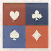Modern Retro Playing Card Suit Poker & Bridge gift ガラスコースター (正面)