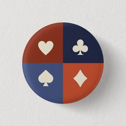 Modern Retro Playing Card Suit Poker & Bridge gift 缶バッジ (正面)