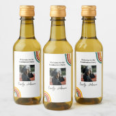 Modern Retro Rainbow Graduation Wine Bottle Label ワインラベル (ボトル)