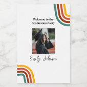 Modern Retro Rainbow Graduation Wine Bottle Label ワインラベル (シングルラベル)