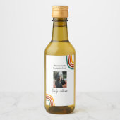 Modern Retro Rainbow Graduation Wine Bottle Label ワインラベル (正面)