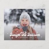 Modern Retro Sleigh The Season Photo Christmas シーズンポストカード (正面)