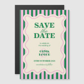 Modern Retro Striped  マグネット招待状 (正面/裏面)