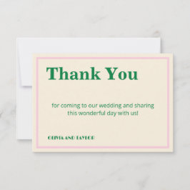 Modern Retro Striped Wedding Information サンキューカード