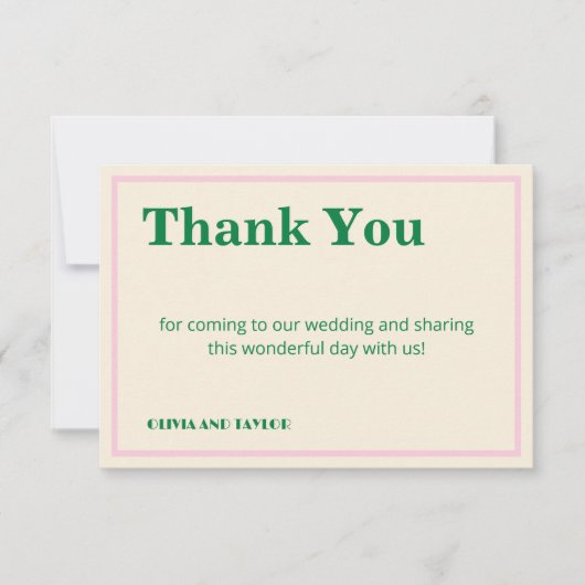 Modern Retro Striped  Wedding Information  サンキューカード (正面)