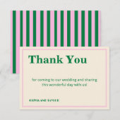 Modern Retro Striped  Wedding Information  サンキューカード (正面/裏面)
