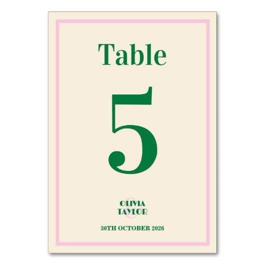 Modern Retro Striped  Wedding Information  テーブルナンバー (正面)