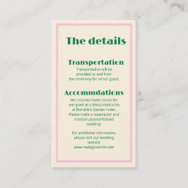 Modern Retro Striped Wedding Information 名刺