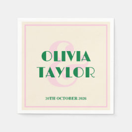 Modern Retro Striped Wedding Invitation スタンダードカクテルナプキン