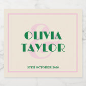 Modern Retro Striped Wedding Invitation スパークリングワインラベル (シングルラベル)