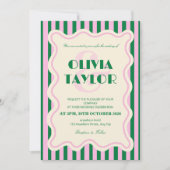 Modern Retro Striped Wedding Invitation 招待状 (正面)