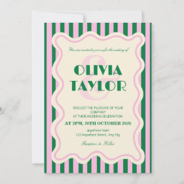 Modern Retro Striped Wedding Invitation 招待状