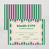 Modern Retro Striped Wedding RSVP Card (正面/裏面)