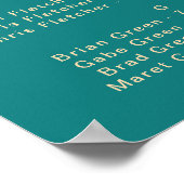 Modern Retro | Teal Alphabetical Seating Poster ポスター (角)