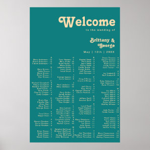 Modern Retro   Teal Alphabetical Seating Poster ポスター