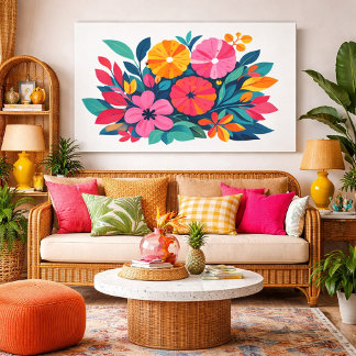 Modern retro tropical flora 04 キャンバスプリント