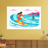 Modern retro tropical surf 02 キャンバスプリント (インサイチュ (リビング))