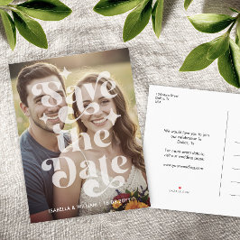 Modern Retro Type Photo Wedding Save The Date 案内ポストカード