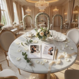 Modern Retro Typography Faux Gold Photo Wedding サンキューカード