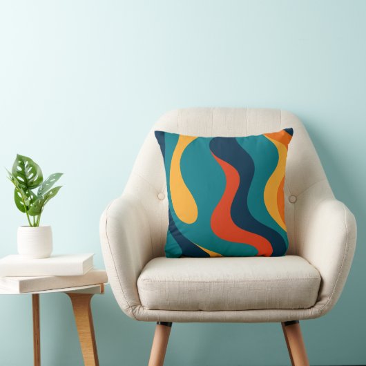 Modern Retro Wavy Abstract Pattern  クッション (椅子)