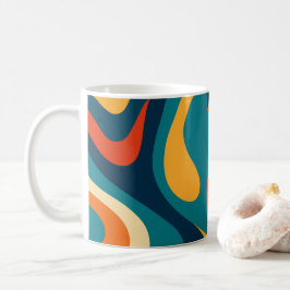 Modern Retro Wavy Abstract Pattern  コーヒーマグカップ