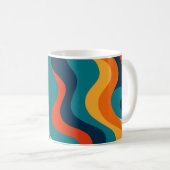Modern Retro Wavy Abstract Pattern  コーヒーマグカップ (正面右)