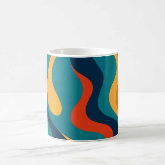 Modern Retro Wavy Abstract Pattern  コーヒーマグカップ (中央)