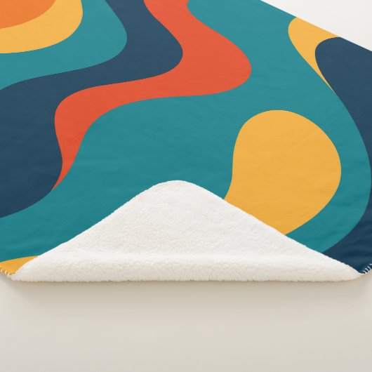Modern Retro Wavy Abstract Pattern  シェルパブランケット (3/4)