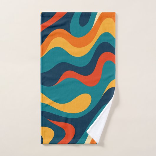 Modern Retro Wavy Abstract Pattern  バスタオルセット (ハンドタオル)