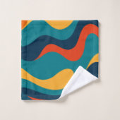 Modern Retro Wavy Abstract Pattern  バスタオルセット (ウォッシュタオル)