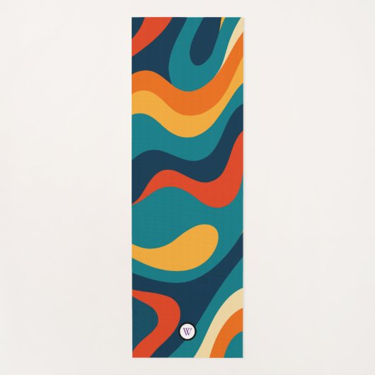 Modern Retro Wavy Abstract Pattern  ヨガマット (正面)