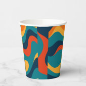 Modern Retro Wavy Abstract Pattern  紙コップ (左)