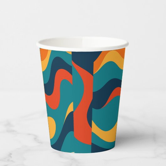 Modern Retro Wavy Abstract Pattern  紙コップ (左)