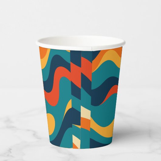Modern Retro Wavy Abstract Pattern  紙コップ (右)