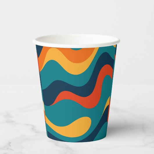Modern Retro Wavy Abstract Pattern  紙コップ (正面)