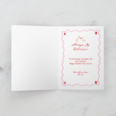 Modern Retro Wavy Pink Red Couple Photo Valentines シーズンカード (内部)