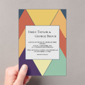 Modern Retro Whimsical Colorful Abstract Wedding アクリル招待状 (インサイチュ (ポータブル))