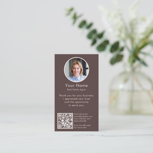 Modern Review Request with QR Code And Photo Boho 名刺 (スタンド正面)